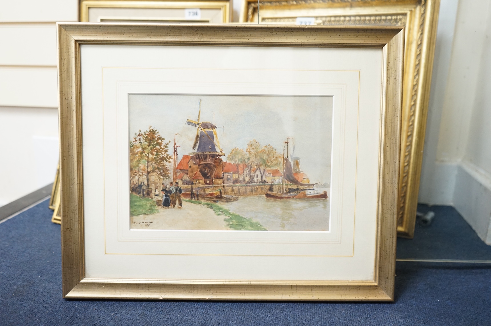 Herbert Menzies Marshall (1841-1913), Windmill, signed and indistinctly dated, inscription verso, watercolour, 17 x 25cm